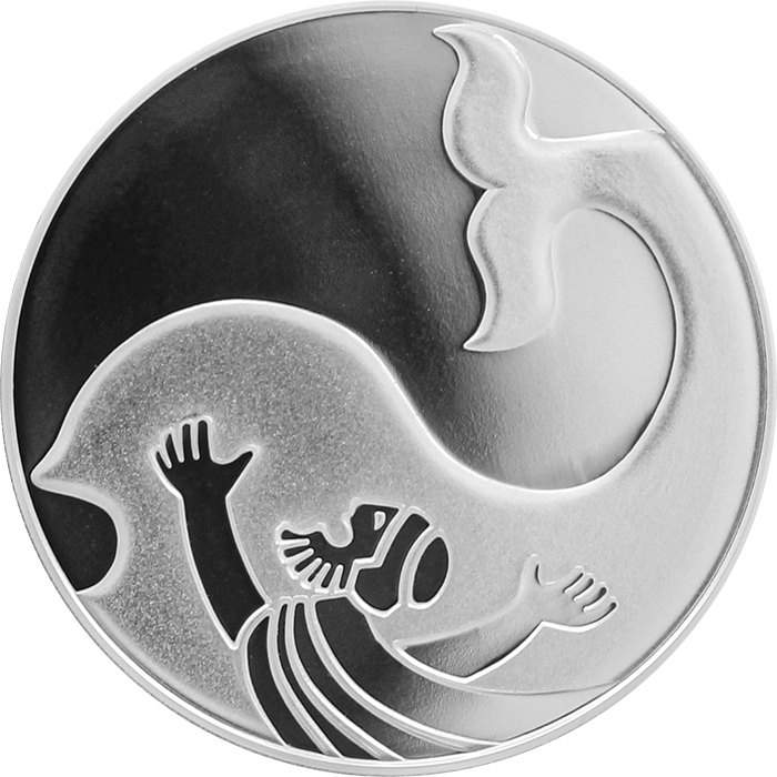 Strieborná minca Jonáš a Veľryba 1 NIS Izrael Biblické umenie 2010 Proof