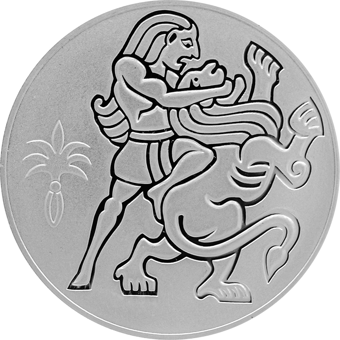 Stříbrná mince Samson a Lev 2 NIS Izrael Biblické umění 2009 Proof