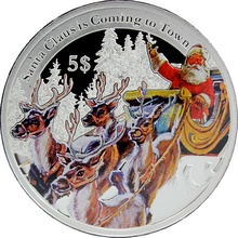 Stříbrná mince Santa Claus is Coming to Town Vánoční mince 2012 Proof