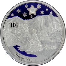 Přední strana Strieborná minca Silent Night Vianočné mince 1 Oz 2012 Proof