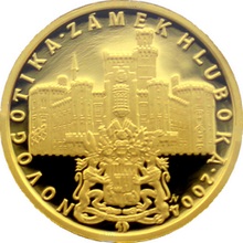Zlatá mince 2000 Kč Zámek Hluboká Novogotika 2004 Proof