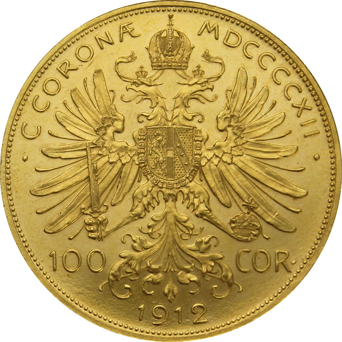 Zlatá mince Stokoruna Františka Josefa I. Rakouská ražba 1912