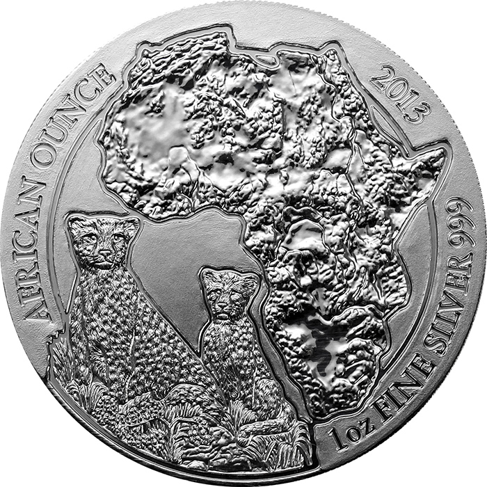 Stříbrná investiční mince Gepard Rwanda 1 Oz 2013