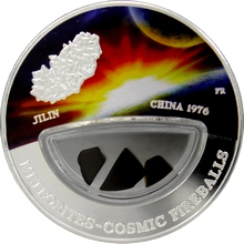 Strieborná minca kolorovaná Meteorit Ťi-lin 2012 Proof