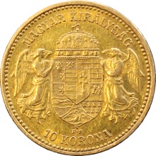 Zlatá mince Desetikoruna Františka Josefa I. Uherská ražba 1896