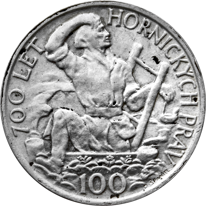 Stříbrná mince 100 Kčs 700 let hornických práv 1949