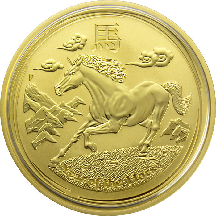 Zlatá investiční mince Year of the Horse Rok Koně Lunární 1 Oz 2014