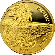 Přední strana Zlatá investiční mince Fiji Pacific Sovereign 1 Oz