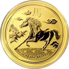 Zlatá investiční mince Year of the Horse Rok Koně Lunární 1/2 Oz 2014