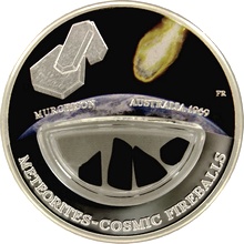 Stříbrná mince kolorovaná Meteorit Murchison 2013 Proof