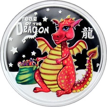 Strieborná minca kolorovaný Baby Dragon Rok Draka 2012 Proof