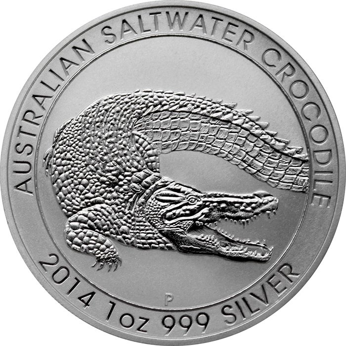 Stříbrná investiční mince Krokodýl mořský 1 Oz 2014