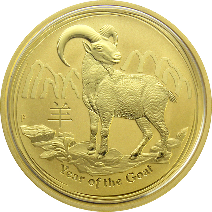 Zlatá investičná minca Year of the Goat Rok Kozy Lunárny1 Oz 2015