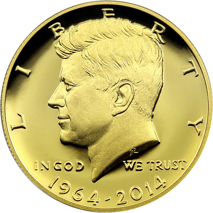 Zlatá mince Kennedy Half-Dollar 50. výročí 2014 Proof