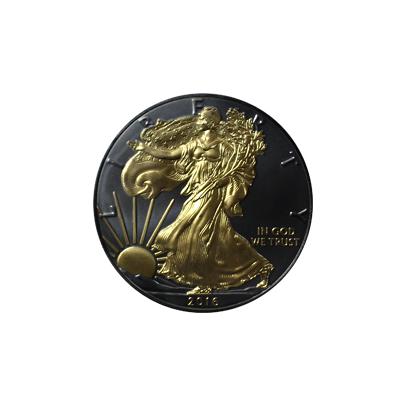 Stříbrná Ruthenium mince pozlacený American Eagle Golden Enigma 1 Oz Standard