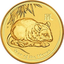 Zlatá investičná minca Year of the Mouse Rok Myši Lunárny 1/4 Oz 2008
