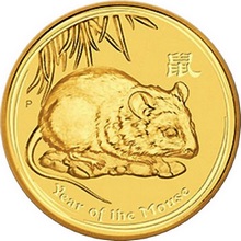 Zlatá investiční mince Year of the Mouse Rok Myši Lunární 1/2 Oz 2008