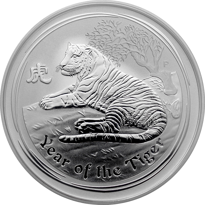 Strieborná investičná minca Year of the Tiger Rok Tigra Lunárny 2 Oz 2010