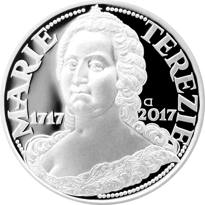 Přední strana Stříbrná mince 200 Kč Marie Terezie 300. výročí narození 2017 Proof