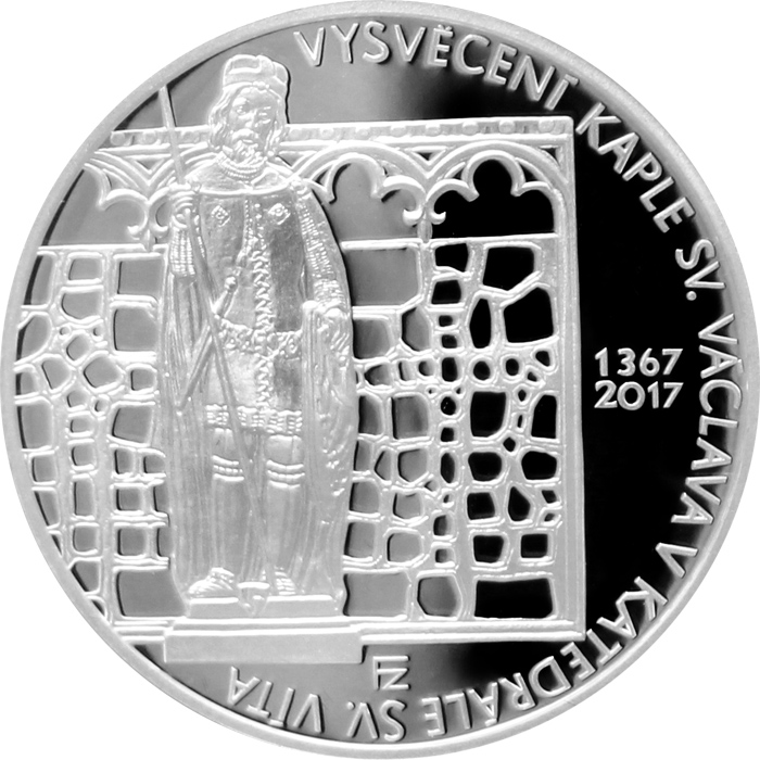 Přední strana Strieborná minca 200 Kč Vysvetenie kaple sv. Václava 650. výročie 2017 Proof