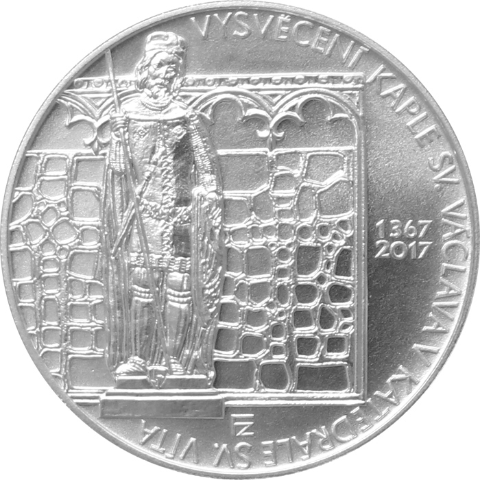Přední strana Stříbrná mince 200 Kč Vysvěcení kaple sv. Václava 650. výročí 2017 Standard