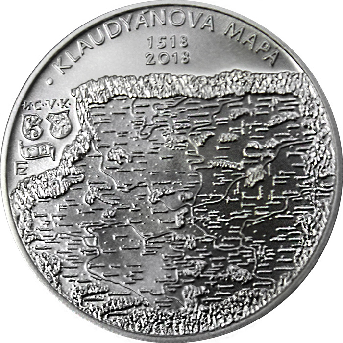 Stříbrná mince 200 Kč Vydání Klaudyánovy mapy 500. výročí 2018 Standard