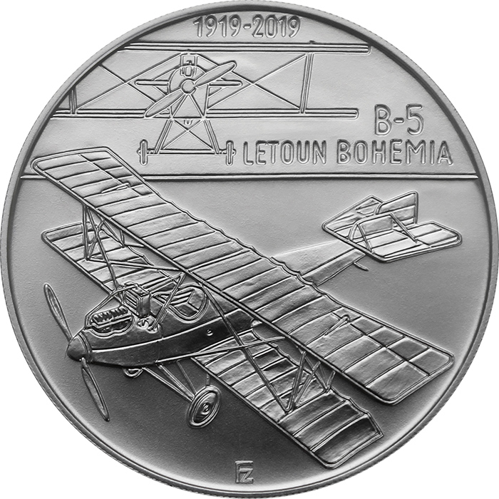 Stříbrná mince 200 Kč Sestrojení prvního letadla Bohemia B-5 100. výročí 2019 Standard