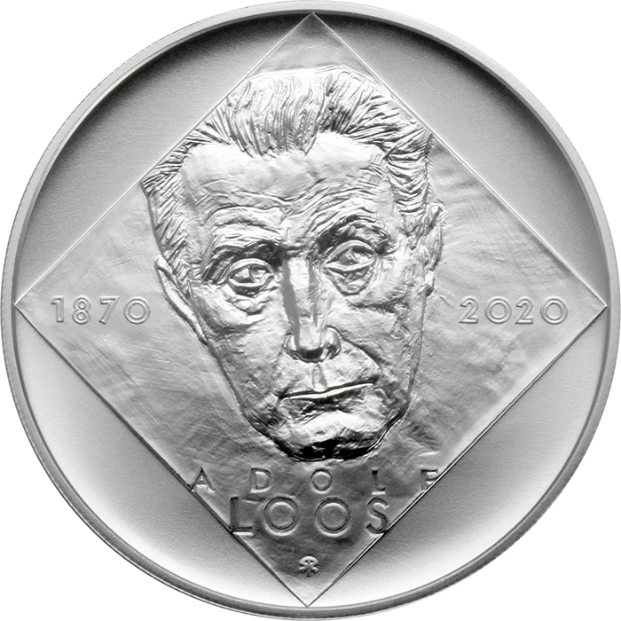 Přední strana Strieborná minca 200 Kč Adolf Loos 150. výročie narodenia 2020 Štandard