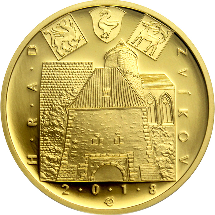Zlatá mince 5000 Kč Hrad Zvíkov 2018 Proof