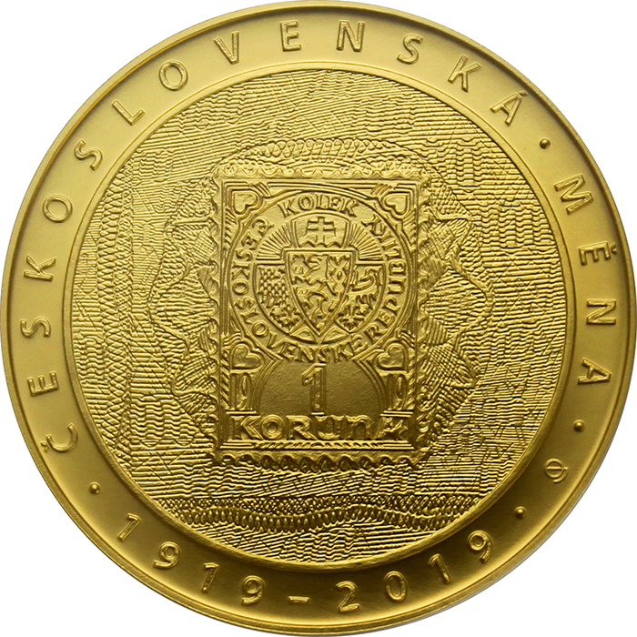 Zlatá minca 10000 Kč Zavedenie československé meny 1oz 2019 Štandard