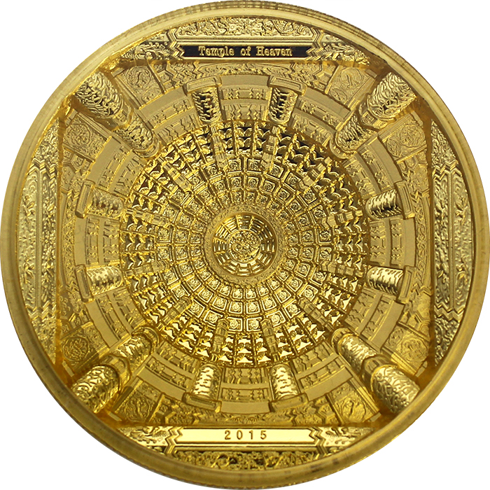 Zlatá mince Chrám nebes Kesonový strop 2015 Proof