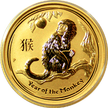 Zlatá investičná minca Year of the Monkey Rok Opice Lunárny 1/4 Oz 2016
