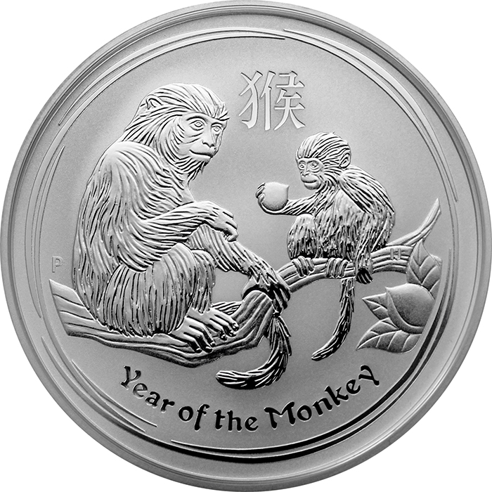 Strieborná investičná minca Year of the Monkey Rok Opice Lunárny 2 Oz 2016