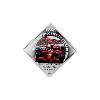 Postříbřená mince Greatest Victories of Ferrari - Kimi Raikkonen 2011 Proof
