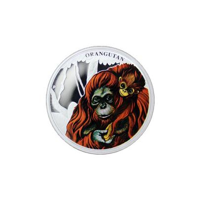 Stříbrná kolorovaná mince Mateřská láska Orangutan 2014 Proof
