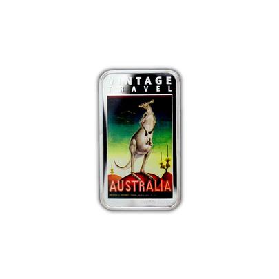 Stříbrná mince Australia Vintage Travel Poster Kangaroo 1 Oz 2014 Proof