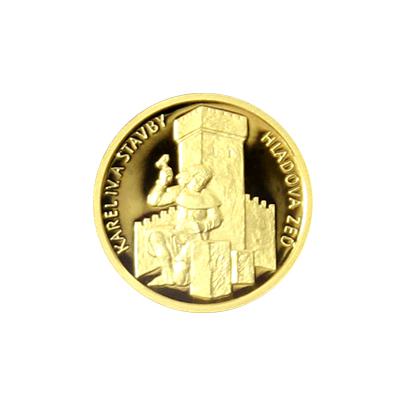 Zlatá mince 5 NZD Karel IV. a stavby - Hladová zeď 2016 Proof