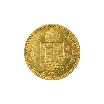 Přední strana Zlatá mince Čtyřzlatník Františka Josefa I. 10 Franků 4 Forinty 1885