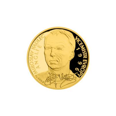 Přední strana Zlatá čtvrtuncová mince 10 NZD Miroslav Kadlec 2016 Proof