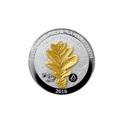 Stříbrná mince 3D Zlatý Oak Leaf 1 Oz Gold Leaf Collection 2016 Proof