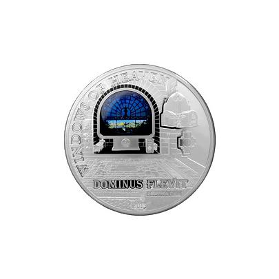 Strieborná minca Kostol Dominus Flevit Okno nad oltárom 2015 Proofof
