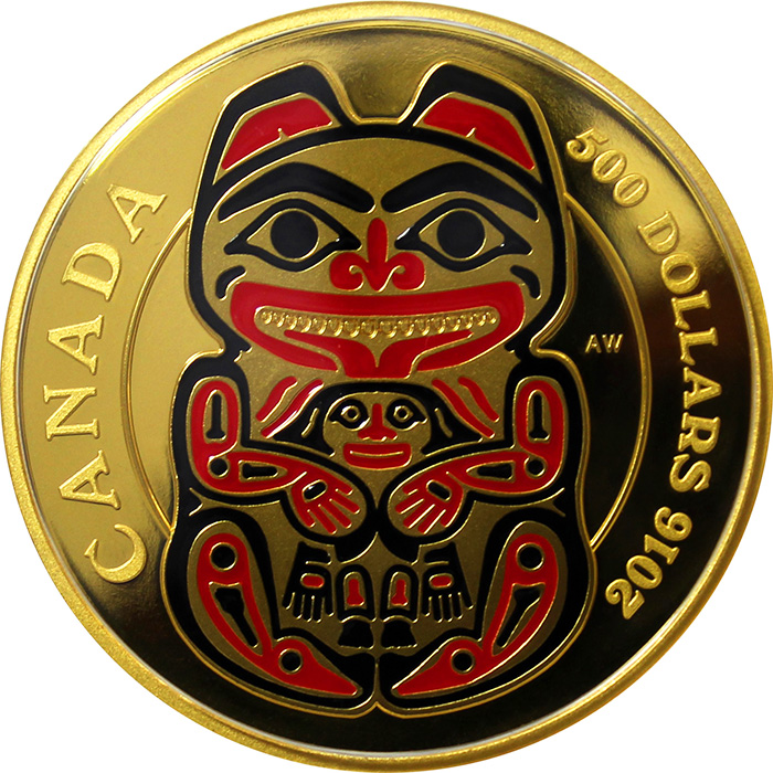 Zlatá minca 5 Oz Medvěd Mythical Realms of the Haida 2016 Proof