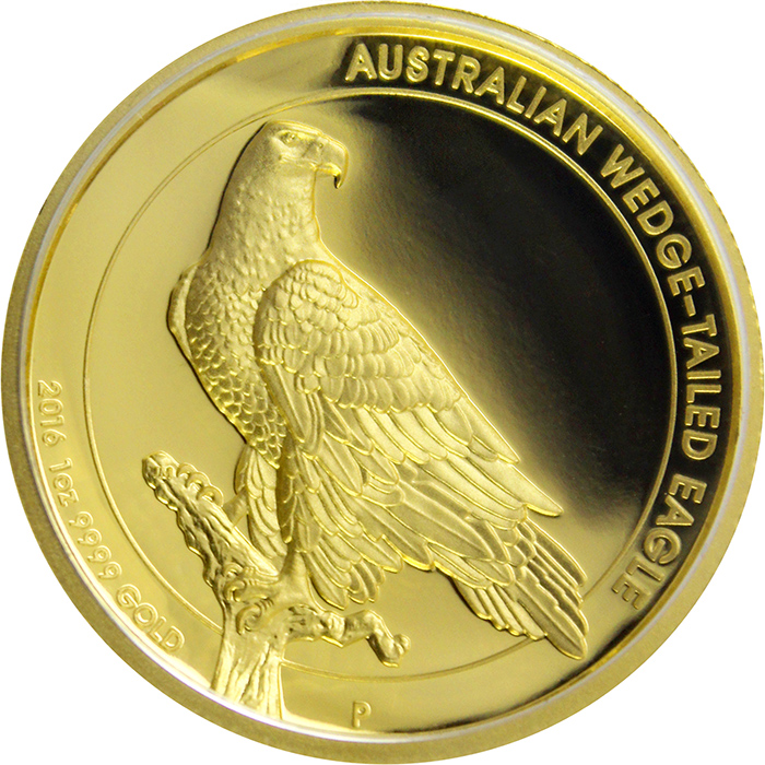 Přední strana Aranyérme Wedge-tailed Eagle 1 Oz High Relief 2016 Proof