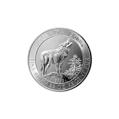 Přední strana Stříbrná investiční mince Grey Wolf 3/4 Oz