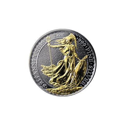 Stříbrná Ruthenium mince pozlacená Britannia 1 Oz Golden Enigma 2016 Proof