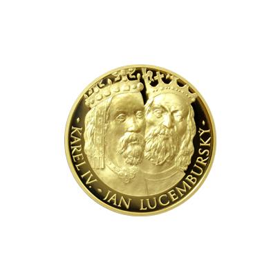 Zlatá dvouuncová minca 100 NZD Karel IV. a Ján Lucemburský 2016 Proof