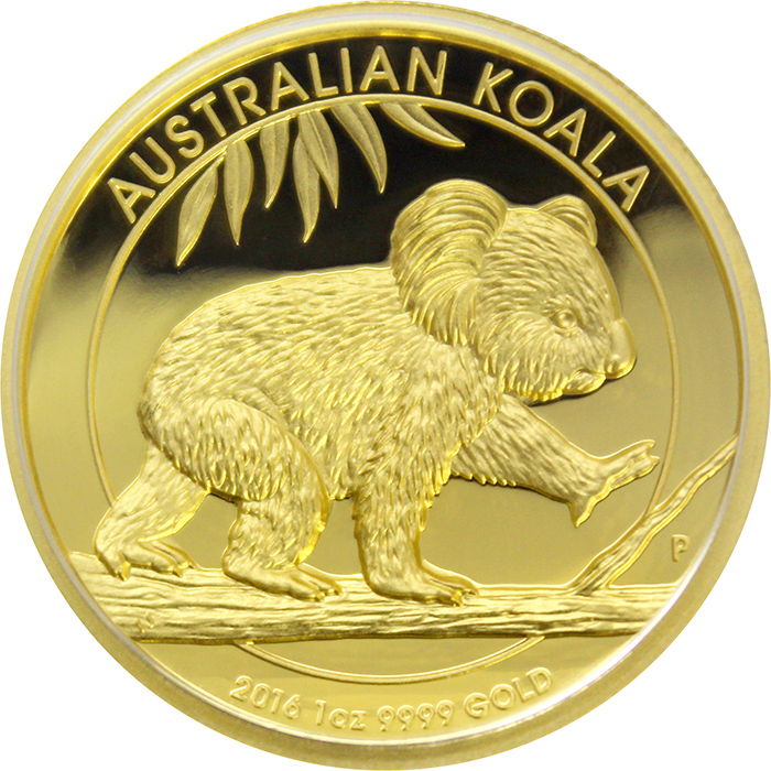 Přední strana Zlatá mince Koala 1 Oz High Relief 2016 Proof