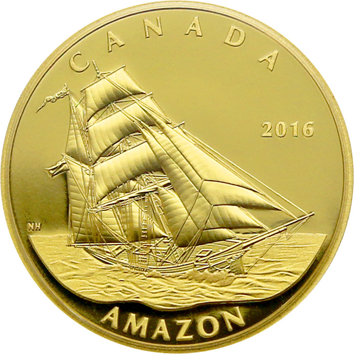 Zlatá minca Amazon - Tall Ships Legacy 2016 Proof