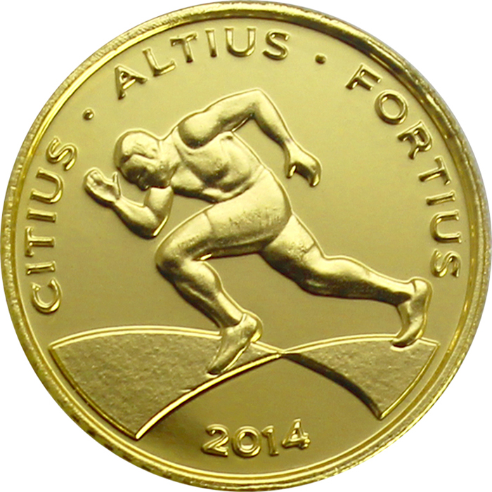 Přední strana Zlatá mince Rio 2016 "Sprint" 2014  Proof