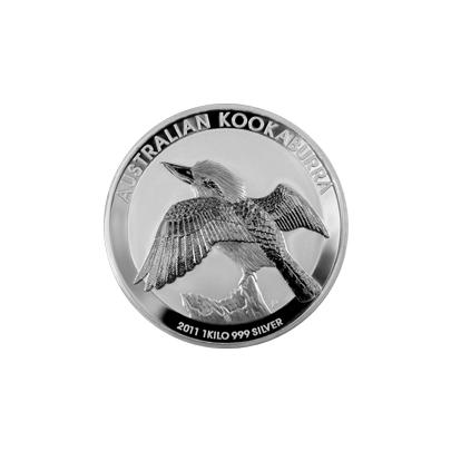 Přední strana Ezüst befektetési érme Kookaburra 1 kg 2011